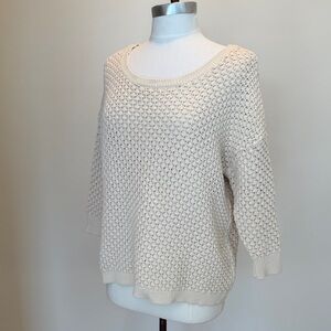Mango Women's Cream Knit 100% Cotton Sweater